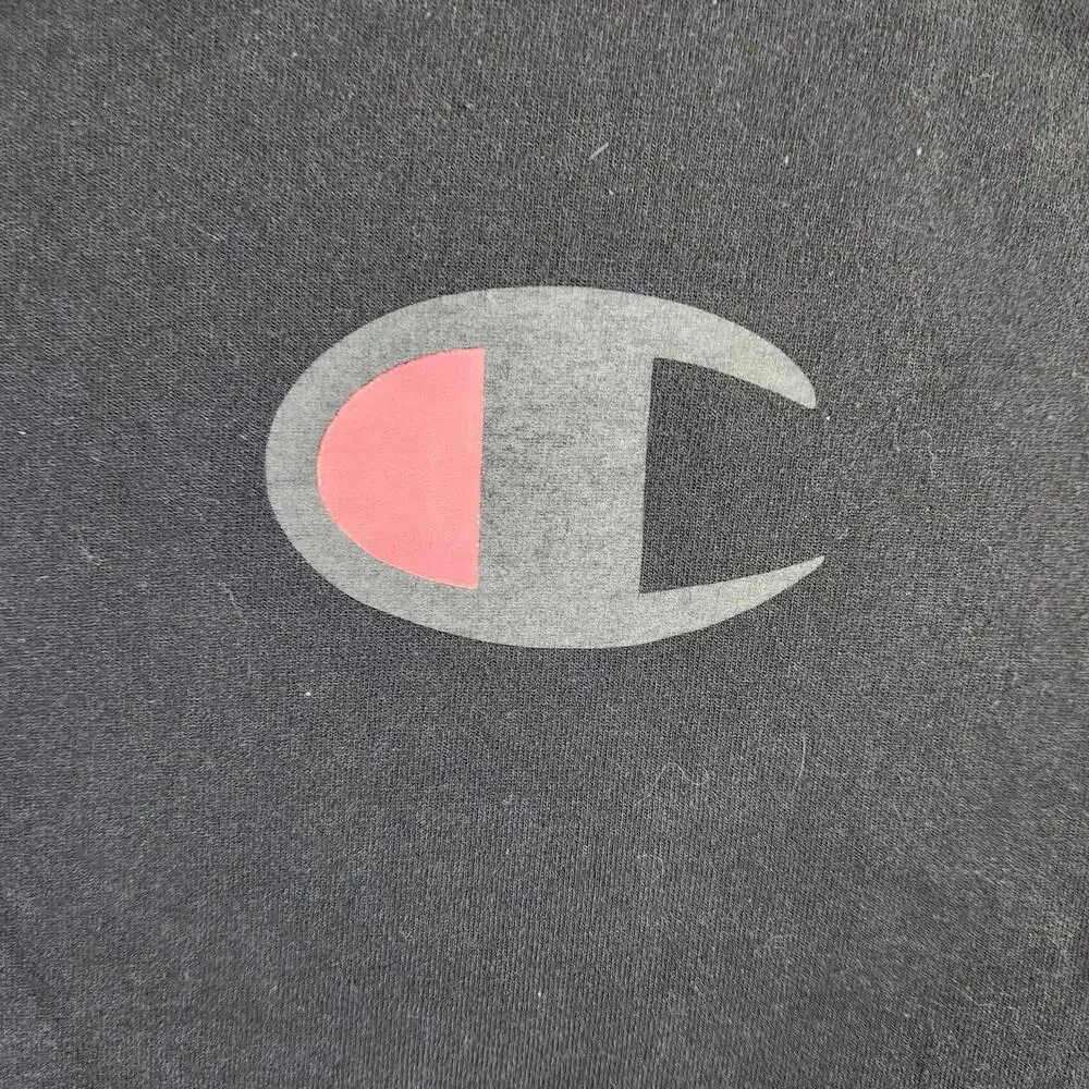 Champion Logo Tshirt‎ Short Sleeve Black Size Large - Picture 3 of 9